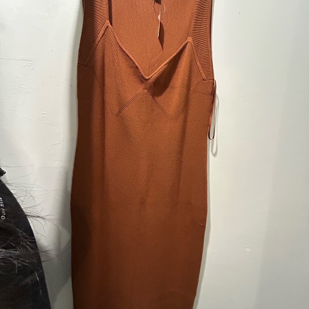 Sweetheart Brown/orange Sleeveless Dress